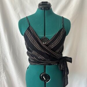 Sadie & Sage Black and Tan Striped Tank Top